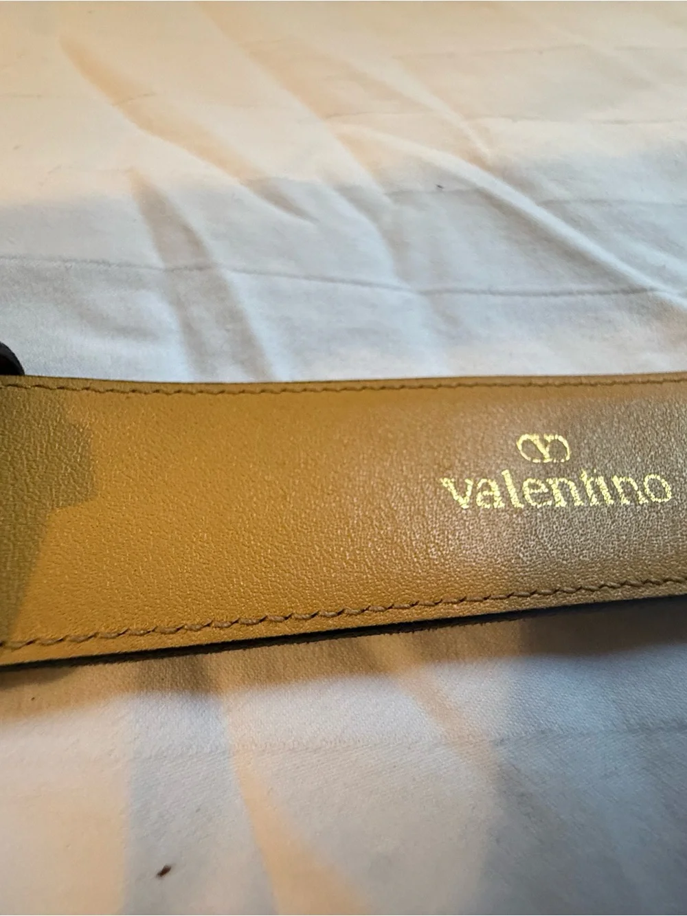 Valentino Garavani Green Leather Belt with Textured Buckle